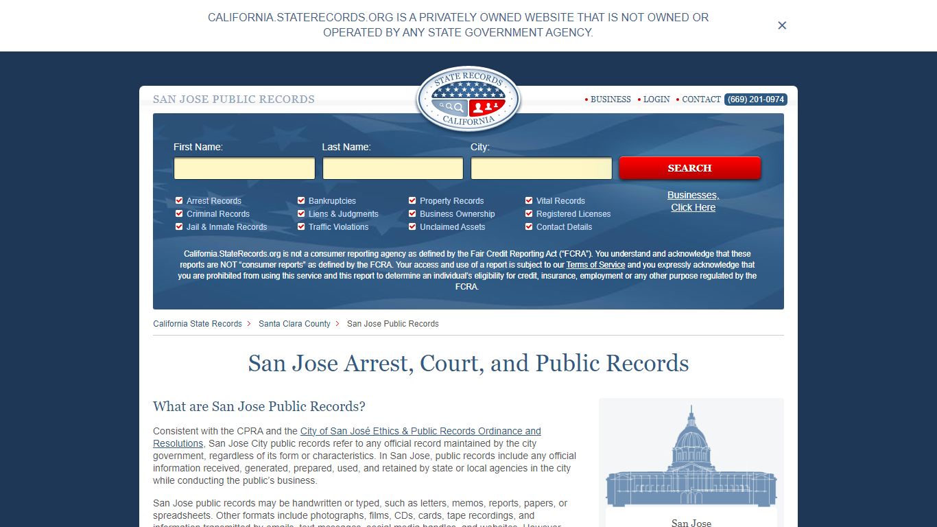 San Jose Arrest and Public Records - StateRecords.org